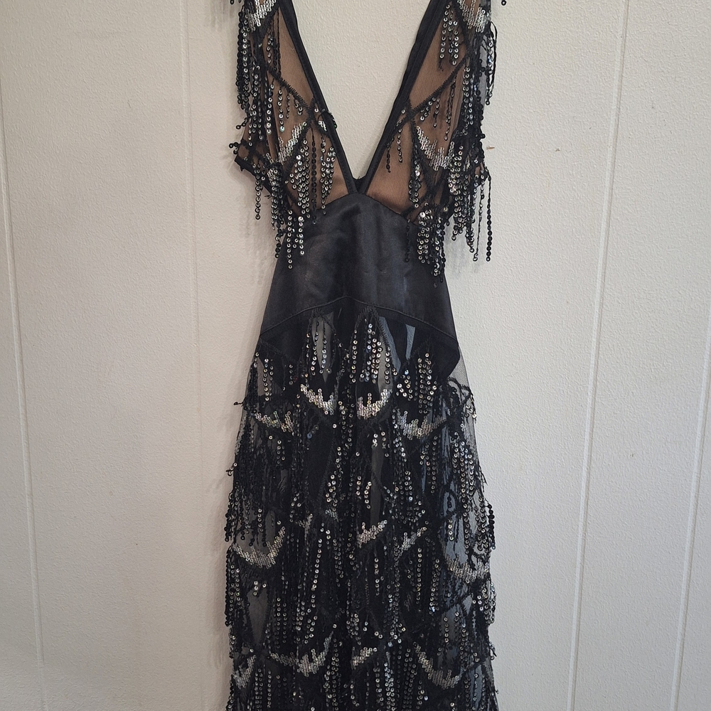 Elegant Black Beaded Dress